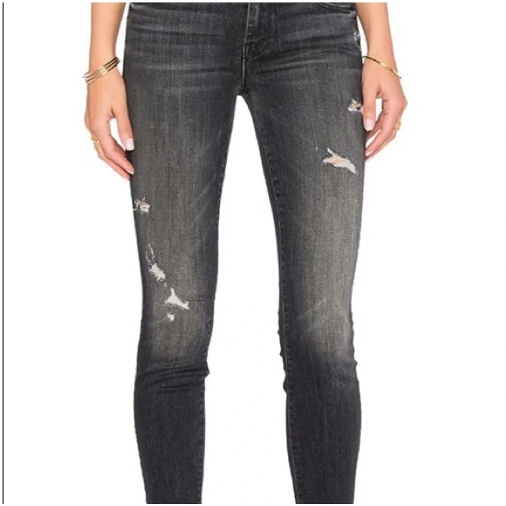 Mother Looker Ankle Fray,‎ Crash and Burn, Distressed, Size 25, Mid-Rise,…